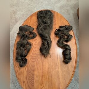 Auburn Brown Long Human Hair Extensions, 3 Piece, Clip-in